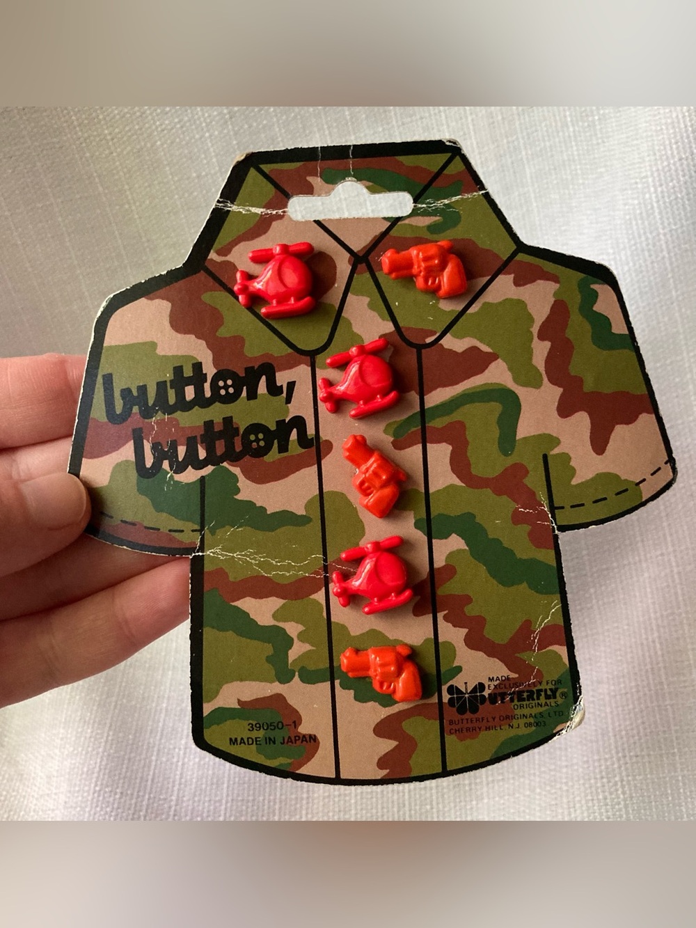 Vintage Butterfly Originals Ltd. Set of 6 Helicopter & Pew-Pew Buttons!